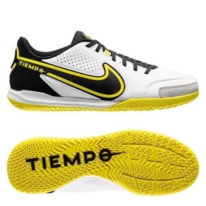 NIKE TIEMPO LEGEND 9 ACADEMY WHITE/Yellow/Black Size 7.5 EUC